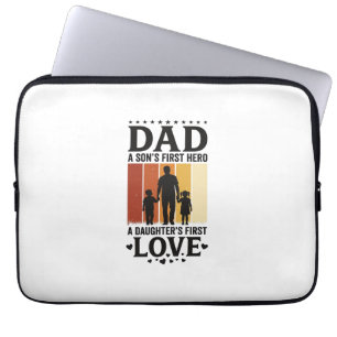 Vintage-Shirt Vater Sohn Erster Held Tochter Erste Laptopschutzhülle