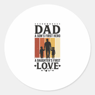 Vintage-Shirt Vater Sohn Erster Held Tochter Erste Runder Aufkleber