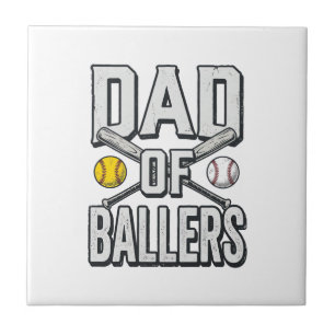 Vintage-Shirt: Vater von Ballers Softball und Base Fliese