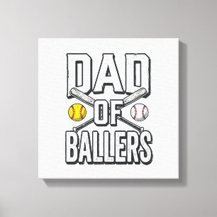 Vintage-Shirt: Vater von Ballers Softball und Base Leinwanddruck