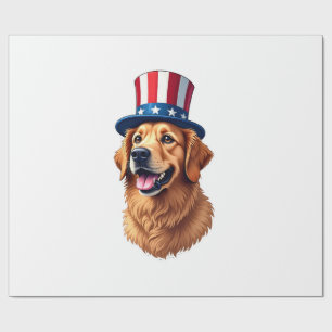 Vintage-Shirt zum vierten Juli Golden Retriever Geschenkpapier