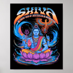 Vintage-Shiva-Druck Hindu-Gott spirituell Poster