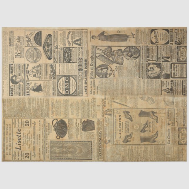 Vintage Shop-Anzeigen Seidenpapier (Vorderseite)