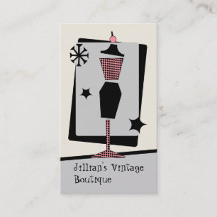 Vintage-Shop / Boutique - rosa und schwarze Schnei Visitenkarte