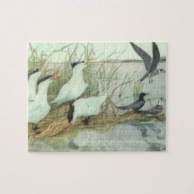 Vintage Shorebirds in Marsh von Louis Futes
