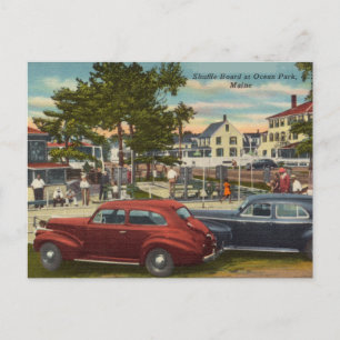 Vintage-Shuffleboard, Ocean Park, Maine-Autos Postkarte