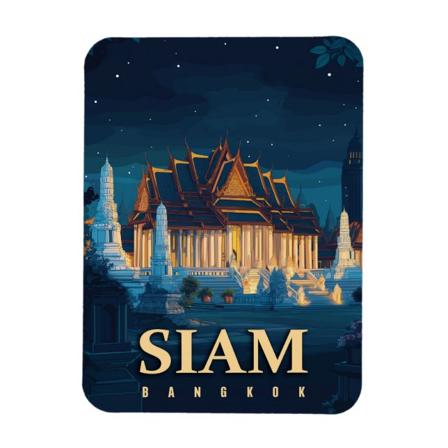 Vintage Siam Bangkok-Tempel Magnet (Vertikal)