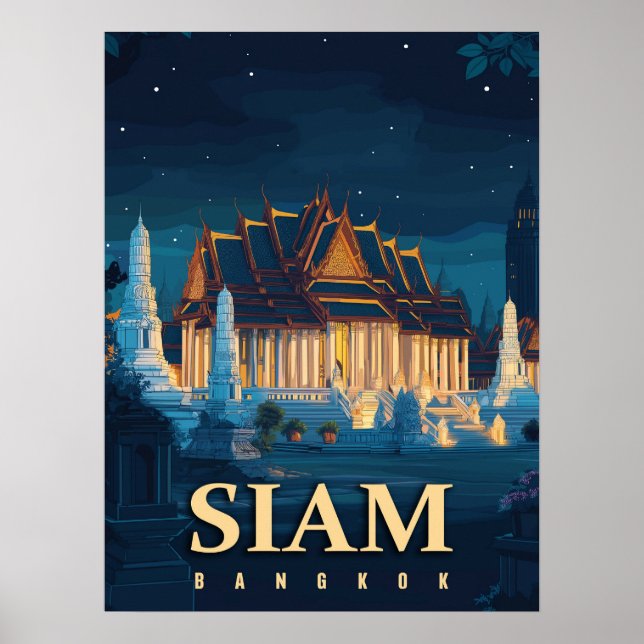 Vintage Siam Bangkok-Tempel Poster (Vorne)