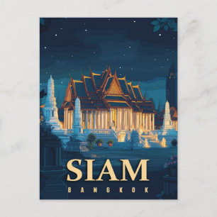 Vintage Siam Bangkok-Tempel Postkarte