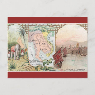 Vintage-Siam-Thailand-Karte Postkarte