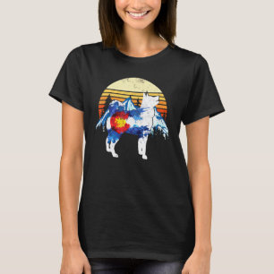 Vintage Siberian Husky Hund Colorado Flagge Sonnen T-Shirt