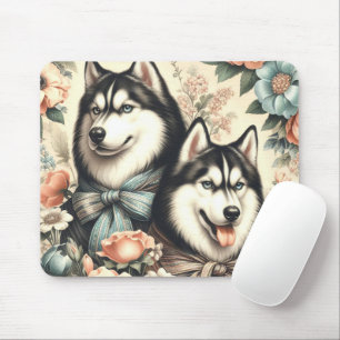 Vintage sibirische Husky-Illustration Mousepad