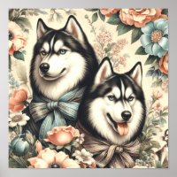 Vintage sibirische Husky-Illustration