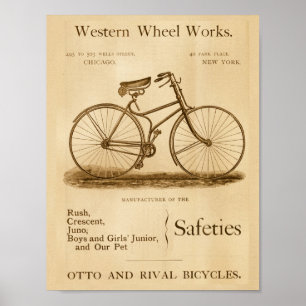 Vintage Sicherheitsfahrräder Werbeplakat Poster