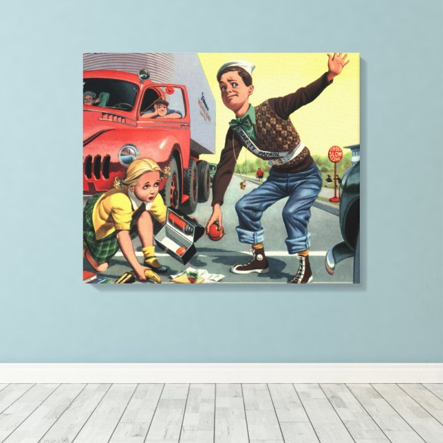 Vintage Sicherheitspatrouille Leinwanddruck (Insitu (Holzboden))