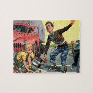 Vintage Sicherheitsstreife Fußgängerüberwachung hi Puzzle