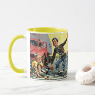 Vintage Sicherheitsstreife Fußgängerüberwachung hi Tasse