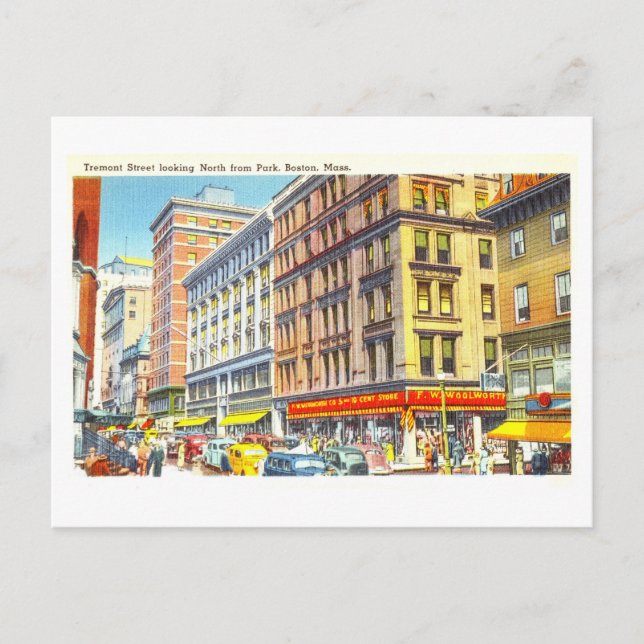 Vintage Sicht auf Boston, Massachusetts, Postkarte (Vorderseite)