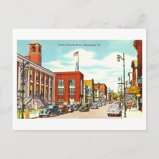 Vintage Sicht auf Burlington, Vermont, Postkarte (Vorderseite)