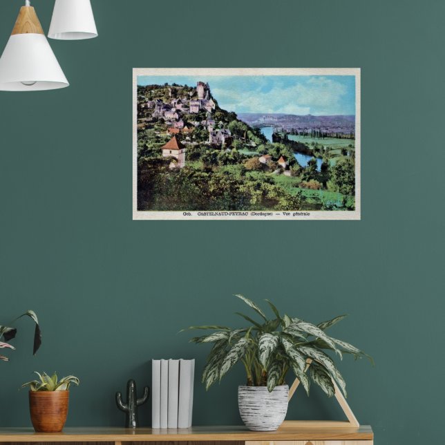 Vintage Sicht auf Castelnaud-la-Chapelle, Frankrei Poster (Wohnzimmer 1)