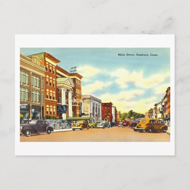 Vintage Sicht auf Danbury, Connecticut, Postkarte (Vorderseite)