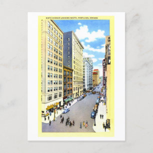 Vintage Sicht auf die Sixth Avenue in Portland, Or Postkarte
