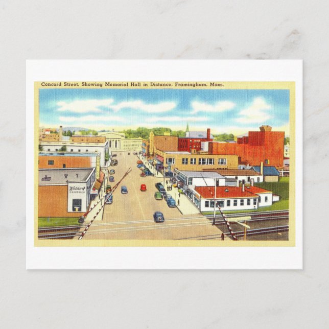 Vintage Sicht auf Framingham, Mass, Postkarte (Vorderseite)