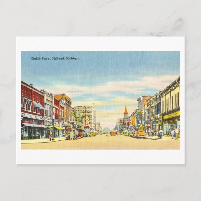 Vintage Sicht auf Holland, Michigan, Postkarte (Vorderseite)