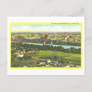 Vintage Sicht auf Huntington, WV, Skyline Postkarte