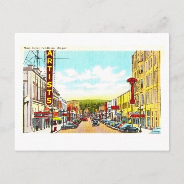 Vintage Sicht auf Pendleton, Oregon, Postkarte (Vorderseite)