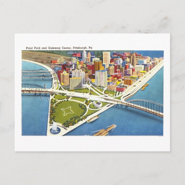 Vintage Sicht auf Pittsburgh, Pennsylvania, Postkarte (Vorderseite)