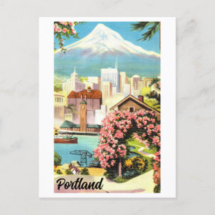 Vintage Sicht auf Portland, Oregon, Postkarte