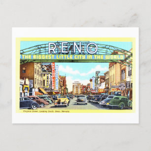 Vintage Sicht auf Reno, Nevada, Postkarte