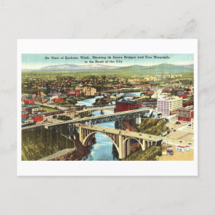 Vintage Sicht auf Spokane, Washington, Postkarte