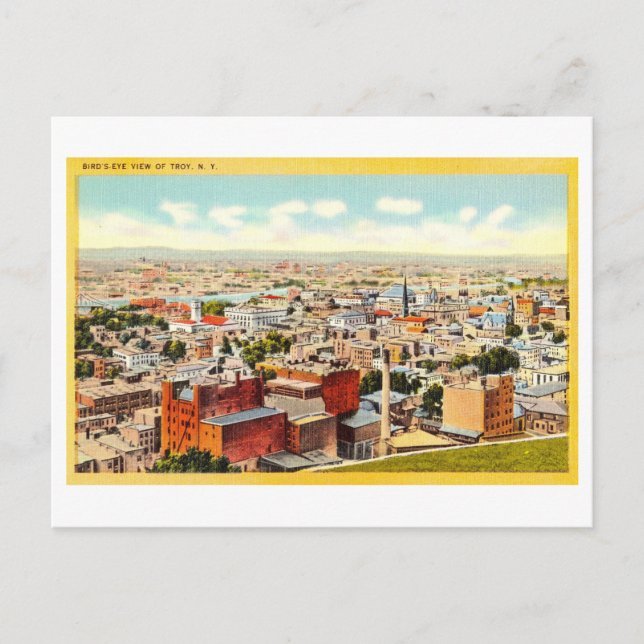 Vintage Sicht auf Troy, New York, Postkarte (Vorderseite)