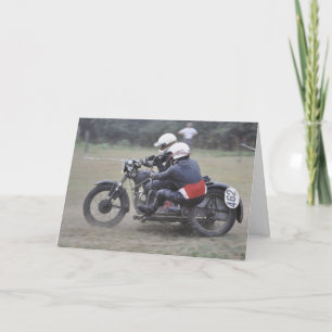 vintage Sidecar Scrambler Outfit Geburtstag Karte