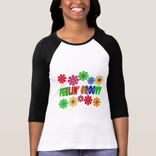 Vintage Siebzigerjahre "Feelin Groovy" Geschenke T-Shirt (Vorderseite)