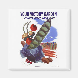 Vintage-Siegesgarten-Propagandaposter aus dem Zwei Magnet