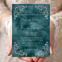 Vintage Silber Aquamarin Blue Watercolor Hochzeit