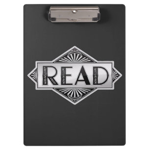 Vintage Silber Art Deco READ-Typografie - Retro Lu Klemmbrett