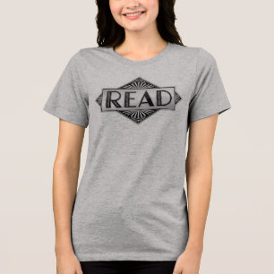 Vintage Silber Art Deco READ-Typografie - Retro Lu Tri-Blend Shirt