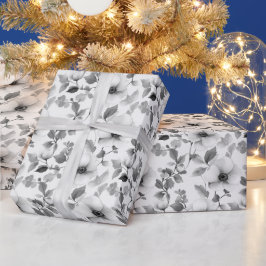 Vintage Silber Blumenmuster Geschenkpapier