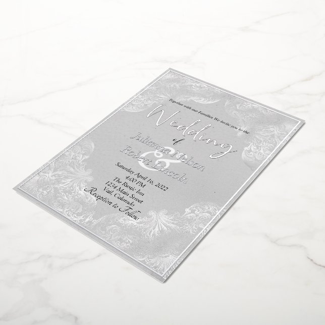 Vintage Silberhochzeit Folieneinladung (Gedreht)