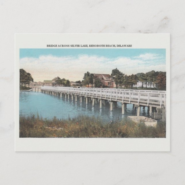 Vintage silberne See-Brücke Rehoboth Feiertagspostkarte (Vorderseite)