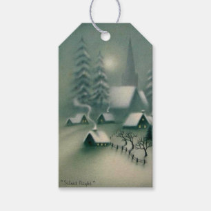 Vintage Silent Night Weihnachtslandschaft Geschenkanhänger