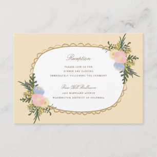 Vintage-Silhouette-Blumen-Hochzeitsempfangskarte Begleitkarte