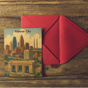 Vintage-Silhouette des Kansas City-Himmels Postkarte