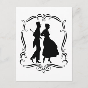 Vintage Silhouette Elegante Frau Mann Postkarte