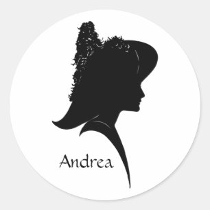 Vintage Silhouette Frau mit Hut Persönlich Runder Aufkleber