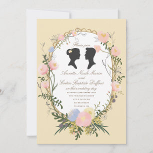 Vintage Silhouette Frühlingsblütenhochzeit Einladung